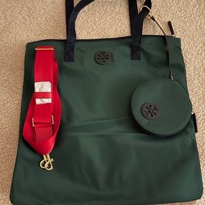 Tory Burch light weight tote, strap and accessory